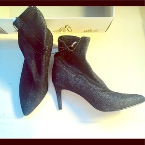 Black glitter stiletto sock booties. Size 6.5.